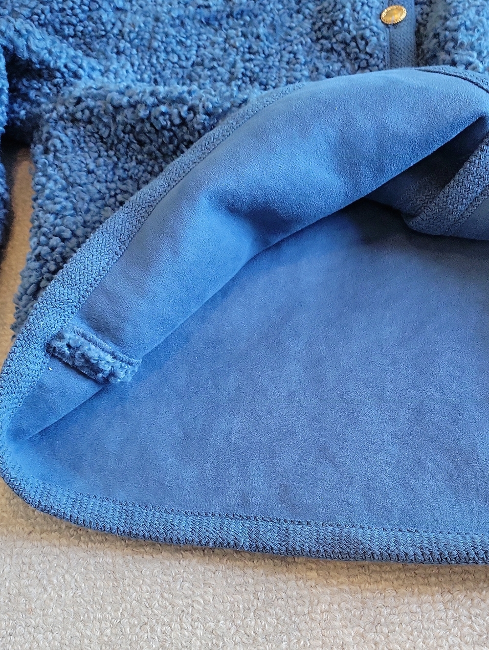 Fluffy Teddybear Textured Fleece Jacket w Gold Buttons - Picture 6 of 7